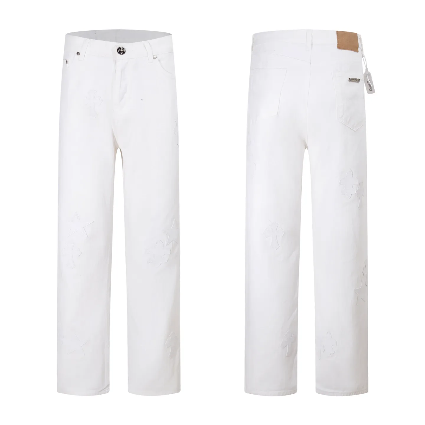 P290 Style No.: H919 Chrome Hearts & Chrome Hearts White Pants Pentagram ⭐️ Jeans for men and women (original). Styles with different washes and textures, very friendly to people with thin legs and thick legs. The slightly flared version is very flattering to the leg shape. Moderate length that never goes out of style, easy to match with casual, basic styling for various styles, a must-have in the wardrobe! The fabric is stiff but also makes the upper body soft without losing texture. The washing process is even more perfect. It is a must-have item for everyone! ! ! Washed wheat, tag, pants label, three labels complete Color: white Size: 28-30-32-34